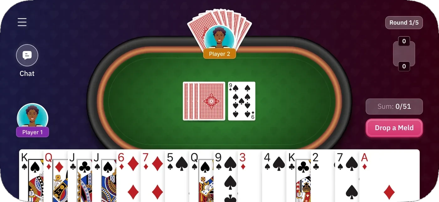 The two-player table — one opponent across the felt
