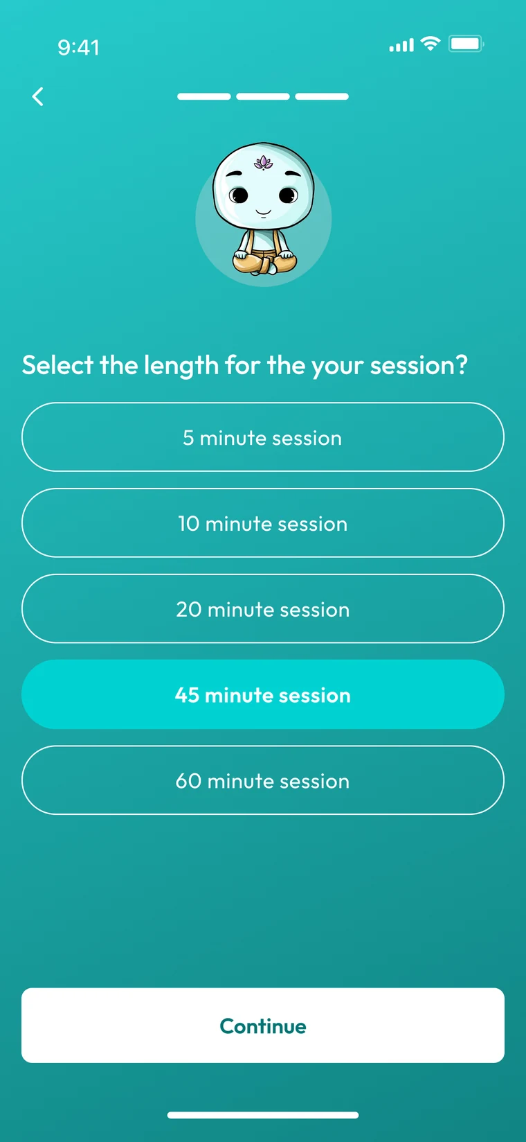 Choosing a session length, from five to sixty minutes