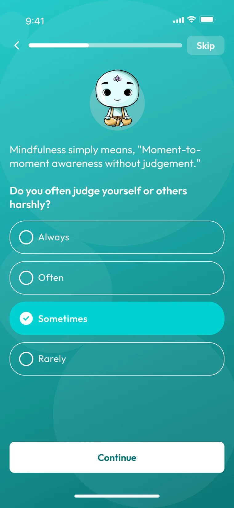 Onboarding question about self-judgement