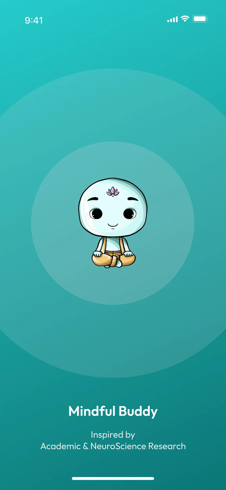 Splash screen introducing Mindful Buddy