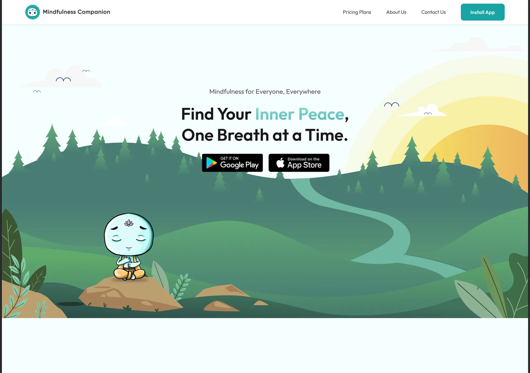 The marketing site — find your inner peace, one breath at a time