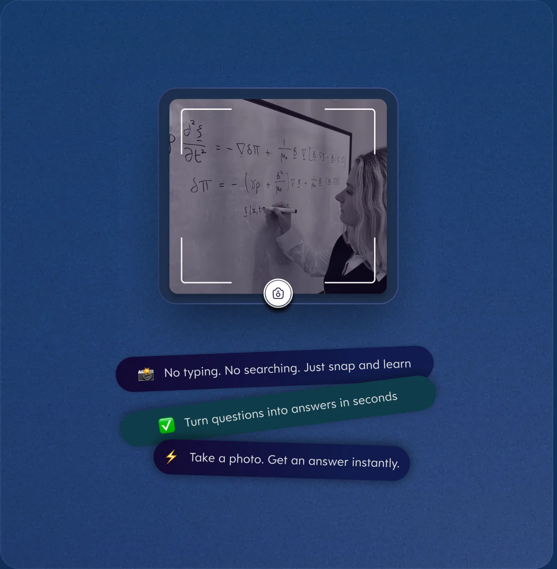 Snap and learn — camera capture with reassurance chips